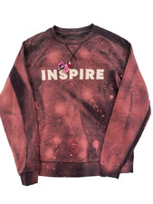 Custom Sweatshirt Women's Pull On Bleached Burgundy Bow Inspire XS Boho Retro