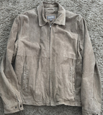 Wilson's Leather Suede Jacket Coat Full-Zip Men's XL Dark Tan Collared Y2K Euc