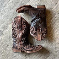 Corral Women's Brown Sequin Boots Western Glitter Boot Leather Cowgirl Rodeo 7 M