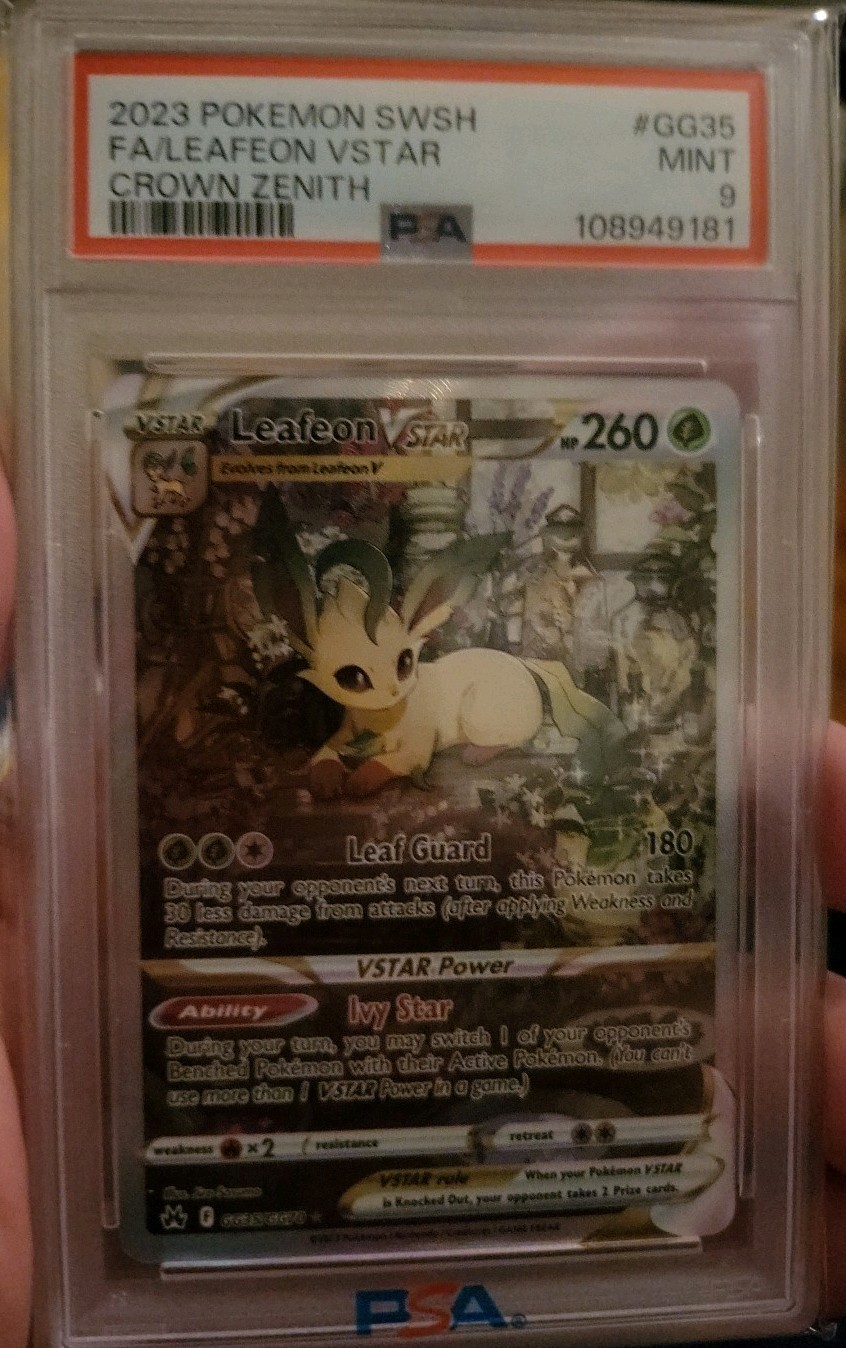 2023 Pokémon SWSH Crown Zenith Full Art Holo Leafeon VSTAR GG35/GG70 PSA 9