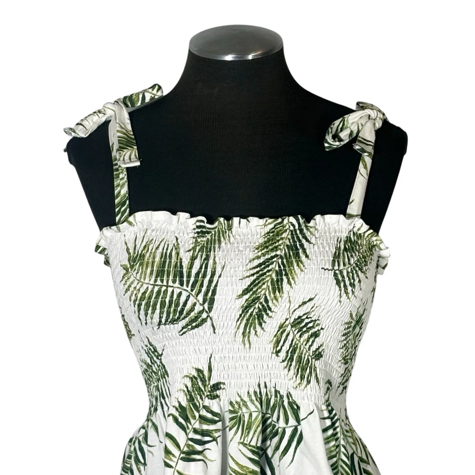 H&M - Top corto de mezcla de algodón con estampado de hojas de palma - Pequeño Foto 3 de 4