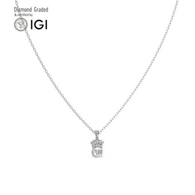 Runder Solitär Labgrown Diamant Anhänger 18k Weißgold 2,75 ct E Vs1