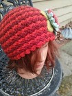 TARA Hand knit Hat Hand spun Wool Flower Striped Crochet Beanie Cap Hat NEW — photo 5