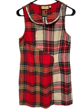 Princess Vera Wang Plaid Dress Sz 9  Red Tartan Holiday Mod Preppy sequin collar