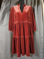 Vince Camuto Party Dress Size 6 Rust Red Velvet Knee Length Ruffle tiered