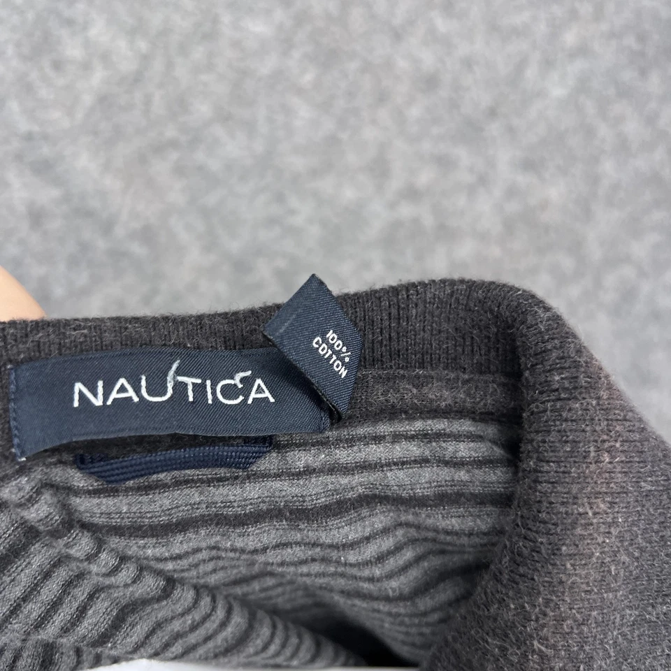 Nautica Polo Shirt Mens Large Gray Black Red Striped Short Sleeve 100% Cotton - Image 4 of 4