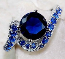 2CT Treated Blue Sapphire 925 Solid Sterling Silver Ring Jewelry Sz 8 MK1-4