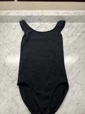 Wear Moi Black Mesh Stripe Tank Leotard- Size M