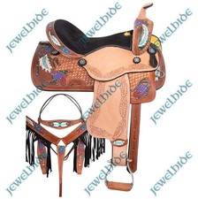 Navajo Feathers Barrel Racing Western Pleasure Horse Saddle 14"-18" Size F/s