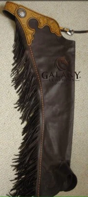 Handmade Western Leather Chaps, Leather Chinks for Horse Riding, Western Pants - Photo 1/4