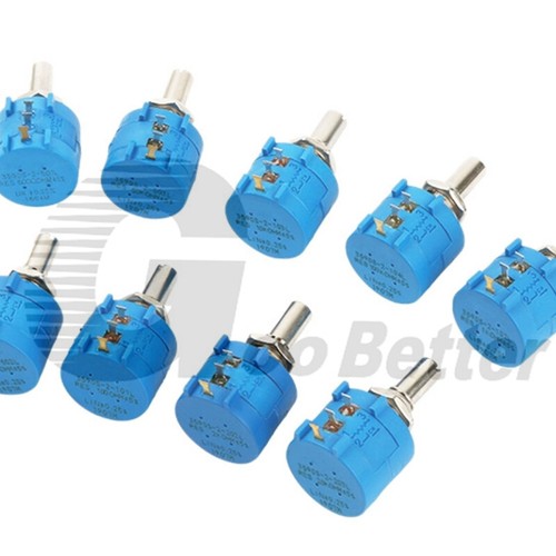 10 Gang Wendel Drahtpotentiometer 500 Ohm -100K Ohm 2 W Poti.. Potiachse 6,35mm - Bild 7 von 17
