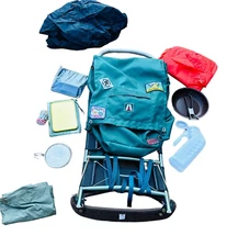 Vtg ACADEMY BROADWAY JASPER No 4730 GREEN NYLON BACKPACK ALUMINUM FRAME + Extras