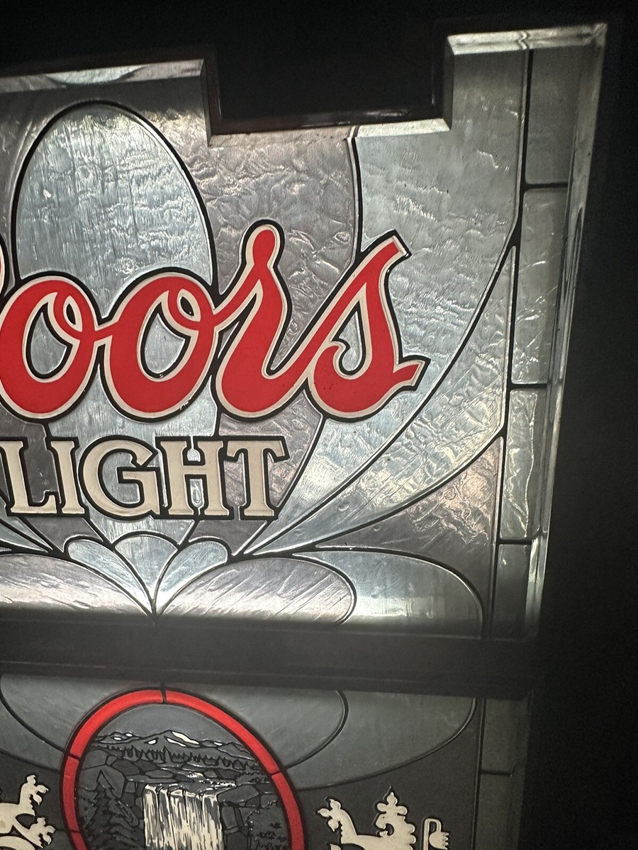 Vintage Coors Beer Lighted Waterfall Shield Sign 1970's RARE