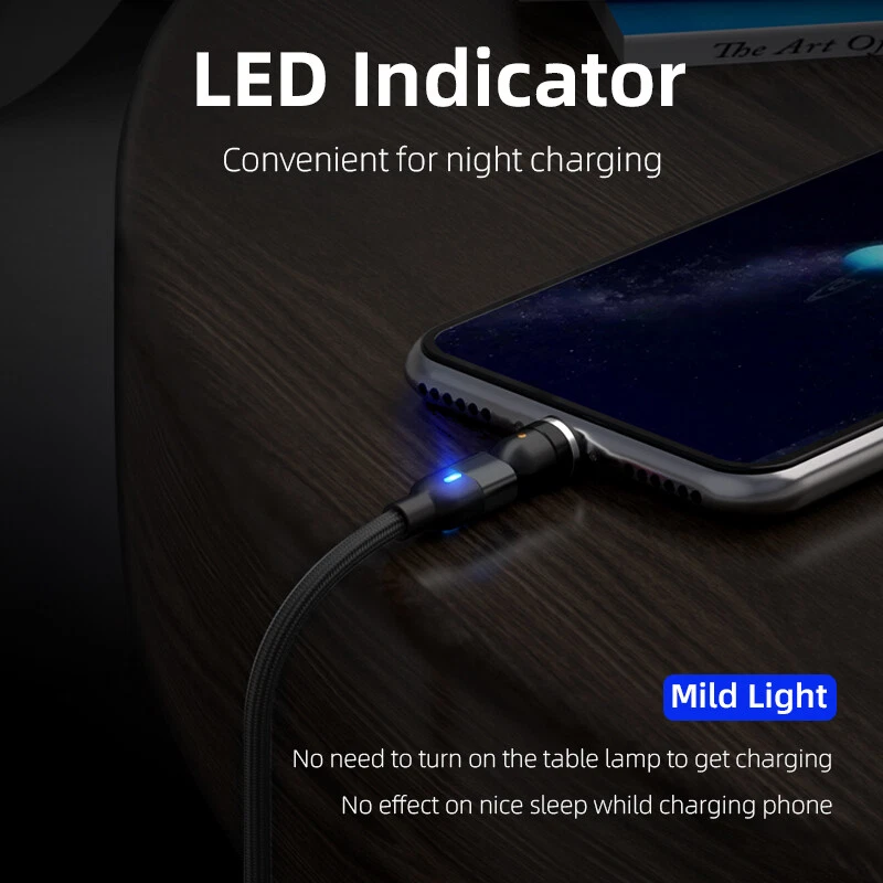 540° - 360°/180° Fast Magnetic Charger Cord Type C / Micro USB and lOS Plugs - Image 4 of 4