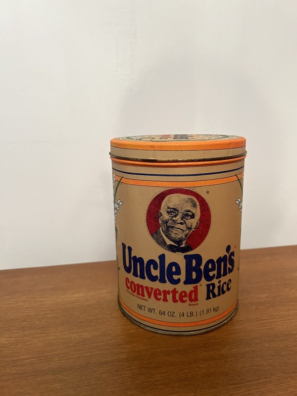 Uncle Ben's Converted Rice Tin Vintage 1985 64 Oz 4 lbs -Portrait Of Uncle Ben