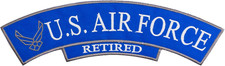 U.S Air Force Retired White Iron on Sew on Top Rocker Large Back Patch for Jacke