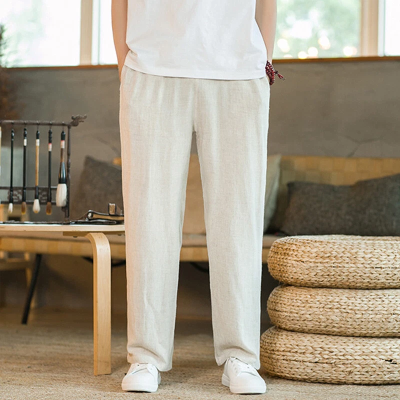 Mens linen blend pants sale