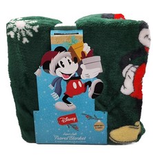 Brand New DISNEY Mickey Mouse Christmas Super Soft Travel Blanket 45" X 55" NWT