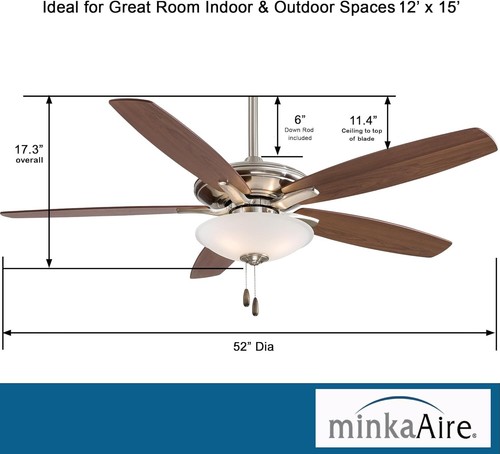 Minka Aire F522L-BN Mojo 52" Brushed Nickel Ceiling Fan with LED Light - Picture 3 of 9