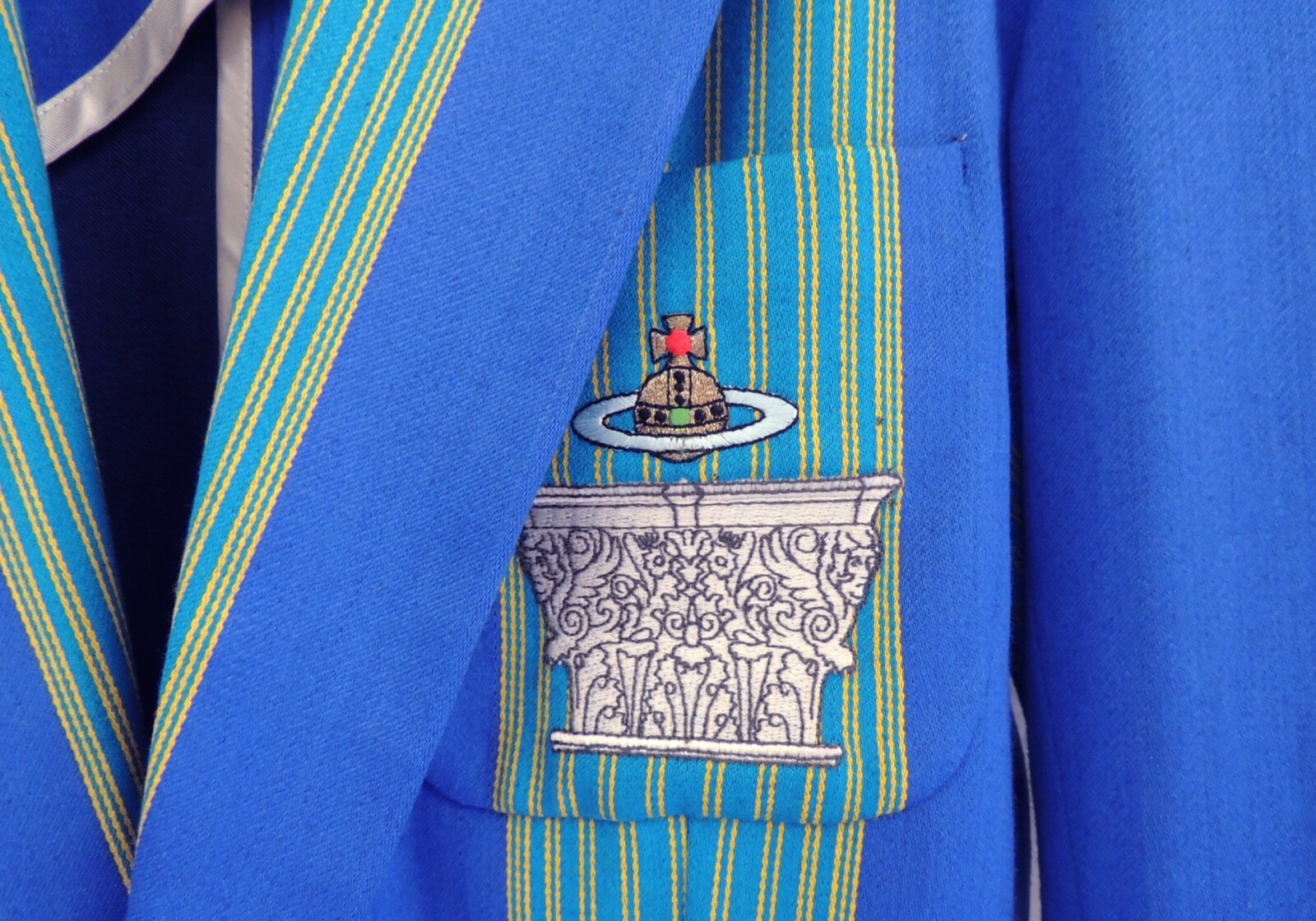 VIVIENNE WESTWOOD 1988 TIME MACHINE  Mens blue stripe deep sky blazer jacket Orb image 3