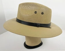 Enper Panama Fedora Hat Made In Mexico Wide Brim Size L 23.5" Sweat Band