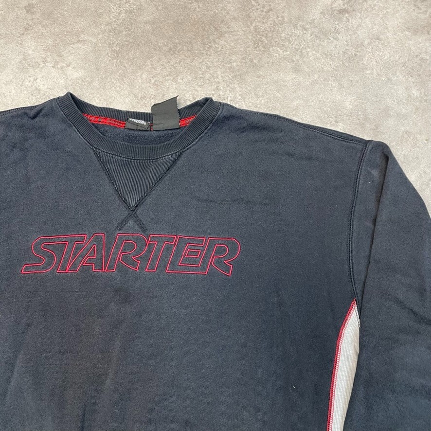 Starter Sweatshirt Mens Vintage Spellout Pull Over Jumper, Black, Large image 2
