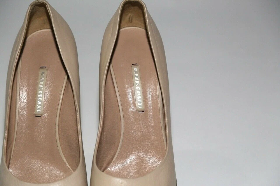 Zapatos de salón de cuña NICHOLAS KIRKWOOD con plataforma artística de cuero beige talla 39,5 Foto 4 de 4