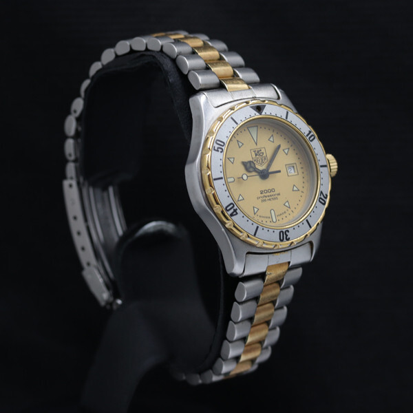Tag Heuer 2000 Professional 200m Date 974.015 QZ Gold Dial Ladies