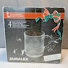 Boxed Set Christmas Tree Mugs Duralex Les Verreries De Saint Gobain Embossed 4