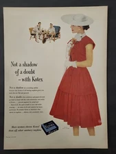 Kotex Sanitary Napkins-Not A Shadow Of A Doubt-Woman In Dress-Print Ad 1952