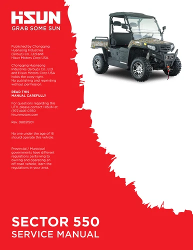 Hisun HS Sector 500 550 UTV Service Owners & Parts CD 