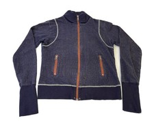 Lucy Womens Long Sleeve Full Zip Cotton Blend Sweatshirt Denim Blue Medium EUC