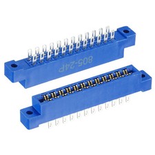 Card Edge Connector Blue Socket 24 Pin Solder Eyelet 3.96mm Pitch, Pack of 2