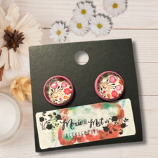 Round-Shaped Pink Stud Earrings for Women