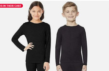 32 Degrees Heat Kids Long Sleeve Crew Neck 2 pack SHIRT ONLY Black Med NWT