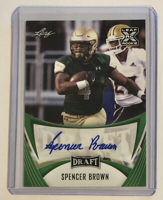 Spencer Brown 2021 Leaf Draft Green SP RC Auto UAB Blazers Buffalo Bills 