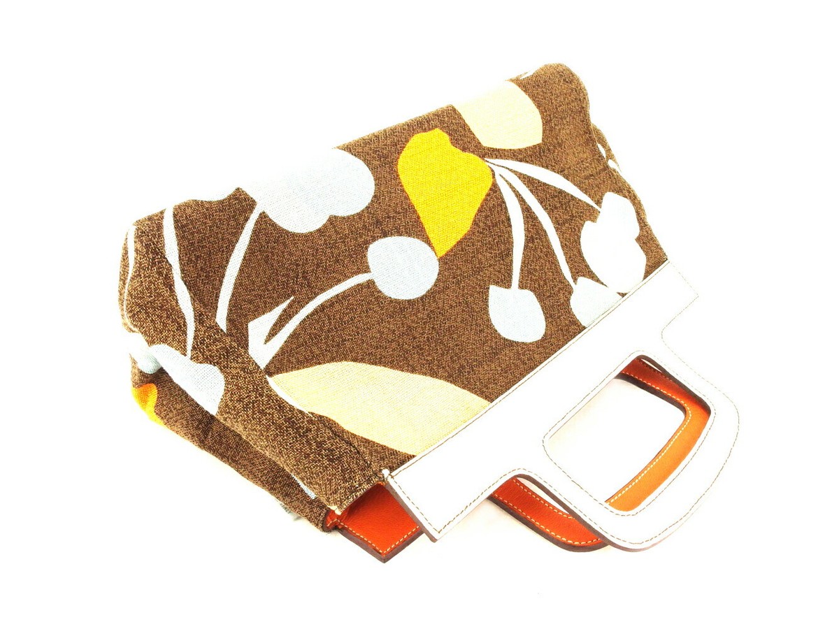 MIU MIU Tote Bag Reversible Orange White Cambus ?~ Leather