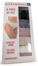 Lucky Brand Women's L 6 Pack Hi-Cut Panties