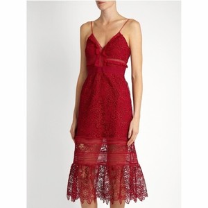 blush lace midi dress