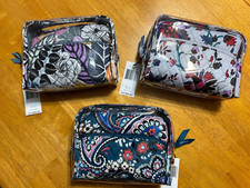 VERA BRADLEY 3 Pc Cosmetic Kit Haymarket Paisley Jewel Palm  Vineyard Floral