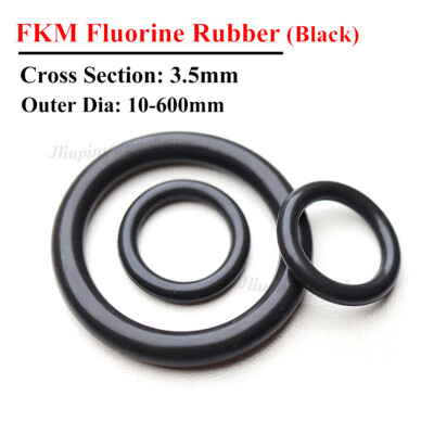 O-Ringe Schwarz Fluorkautschuk 3.5mm Schnurstärke OD 10-600mm Dichtung Dichtring