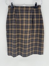 Charter Club Vintage Skirt Womens 4 Brown Beige Tartan Plaid Retro 90s Wool Knit