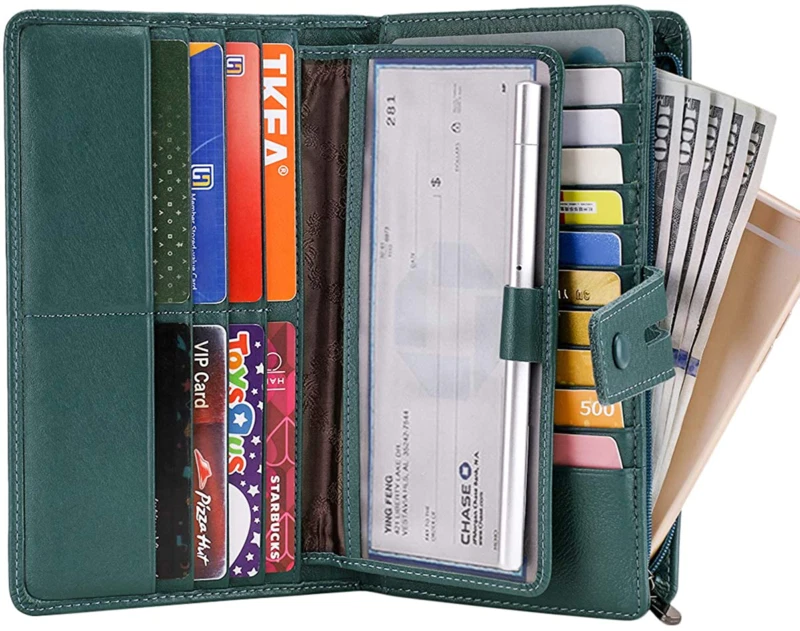 Itslife women's big fat rfid leather best sale wallet clutch organizer checkbook holder