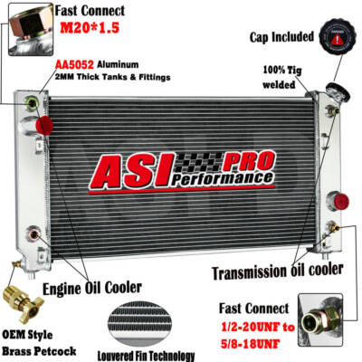 4 Row Aluminum Radiator For 94-95 Chevy Blazer S10 GMC Sonoma Jimmy 4.3L V6 AT