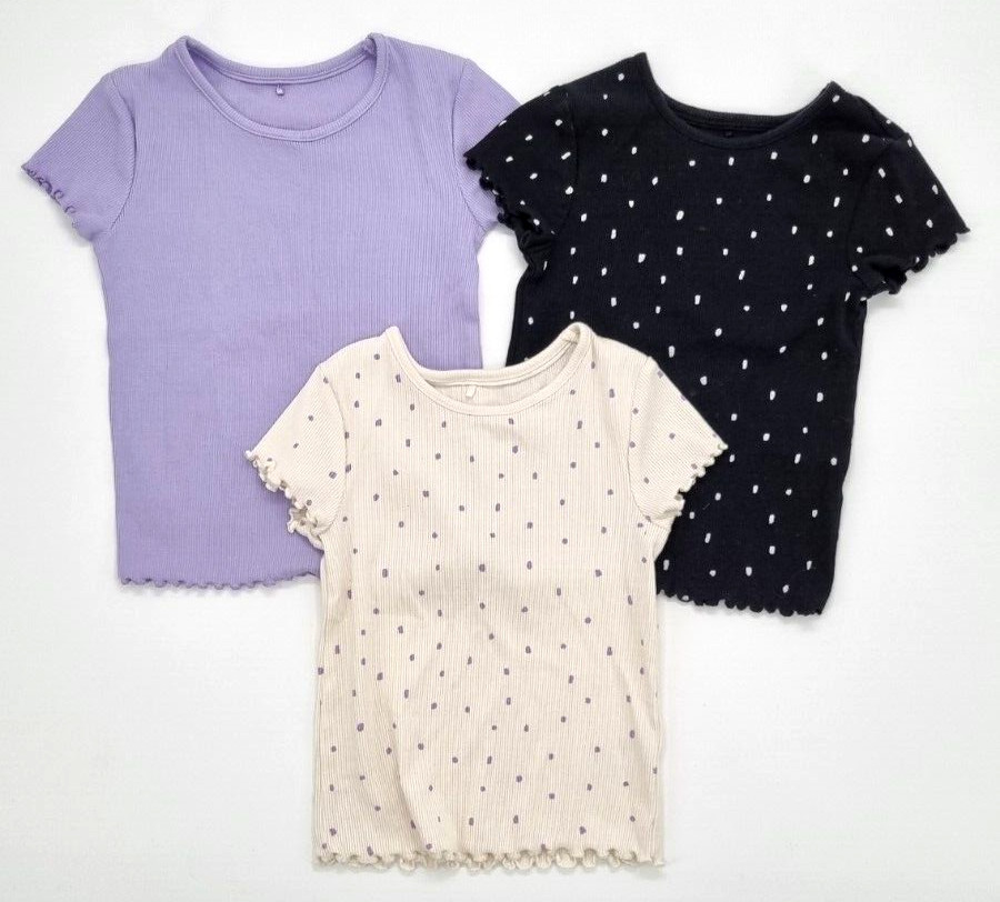 3x George T Shirt Gerippt Slim Stretch für Mädchen in Gr. 98/104 (3-4 J)   Top !