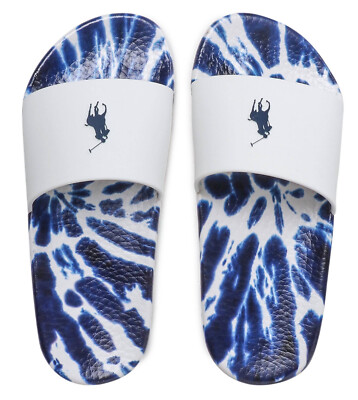 Polo Ralph Lauren Men's Pony Logo Slide Sandals Navy Tie Dye