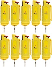 10 Pack BURN Pepper Spray 1/2oz Yellow Self Defense Keychain Security Molded