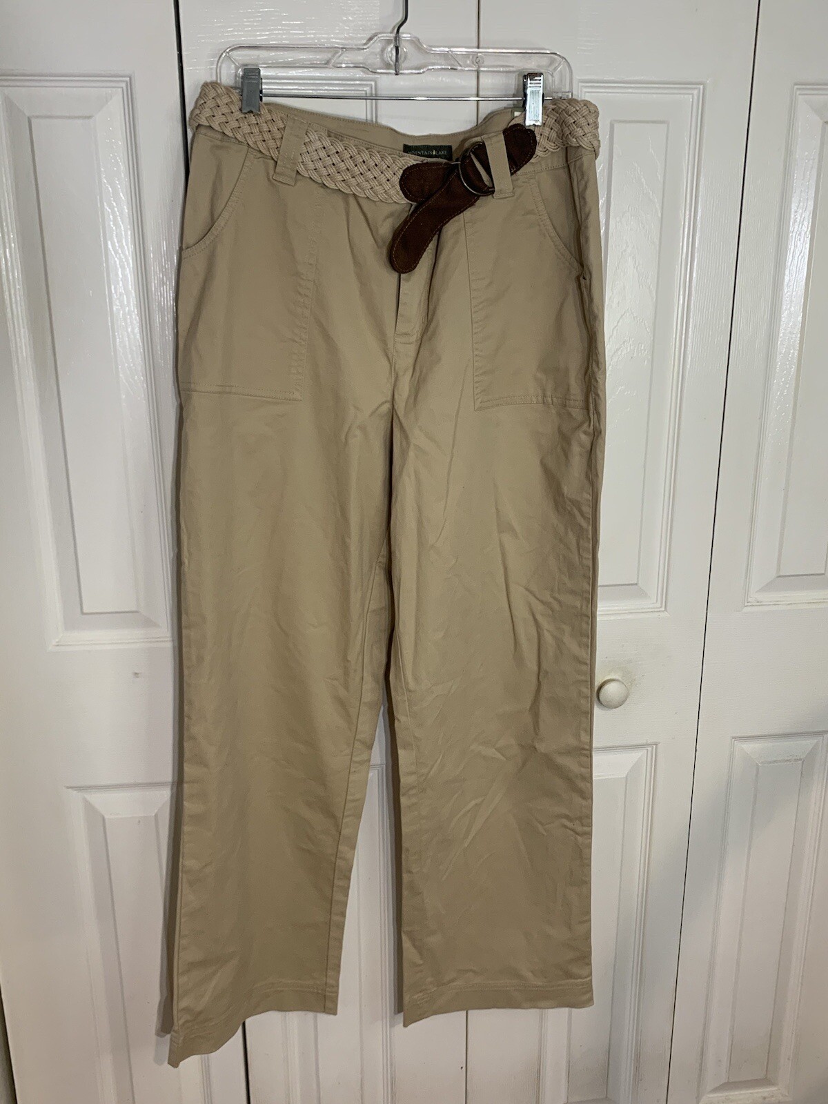 NWT Mountain Lake Women's Belted Khaki Wide Leg Chino Stretch Casual Sz