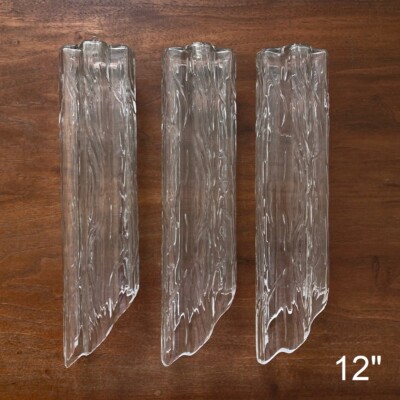 3 pc 12'' Tronchi chandelier glass tubes bottom slant Murano Camer Veninini style