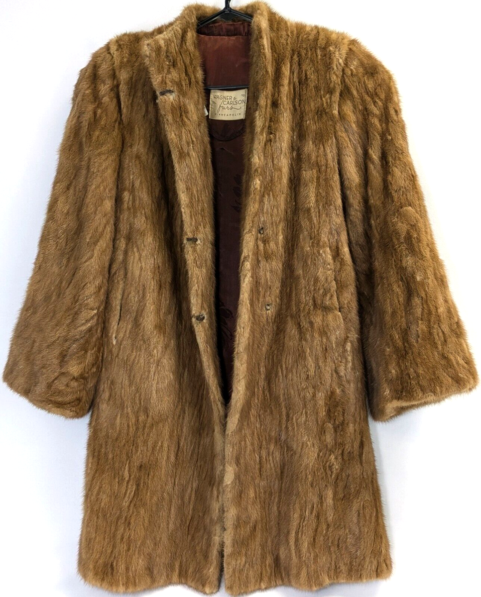 WAGNER & CARLSON Furs Minneapolis LIGHT BROWN MINK LONG Coat Red